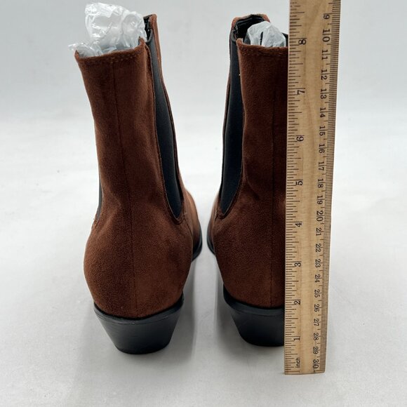 FOWT Dark Brown Men Fashion Round Toe Block Low Heel Stretchy Ankle Boots main image 8